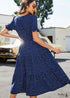 Navy Blue Boho Midi Dress
